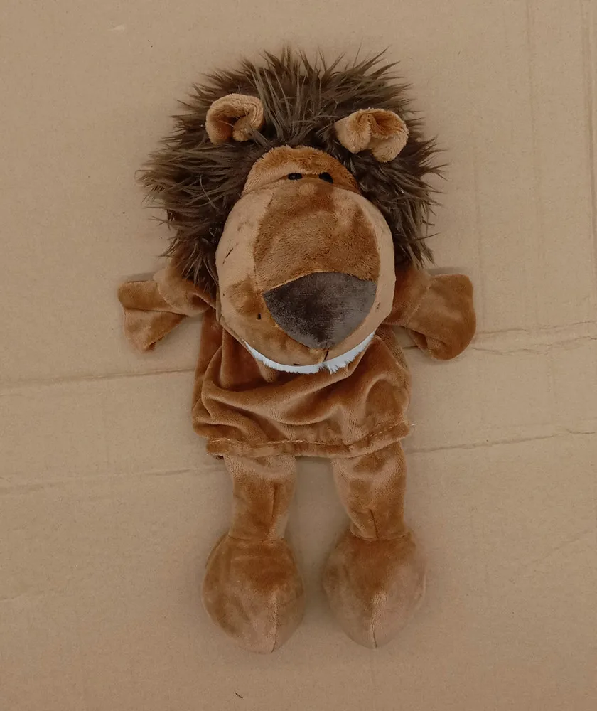 35cm Cartoon Tier Handpuppe eltern-kind-Spiel Puppe Löwe Elefant Schwein Beschwichtigen Spielzeug Geburtstag Geschenke Für Kinder