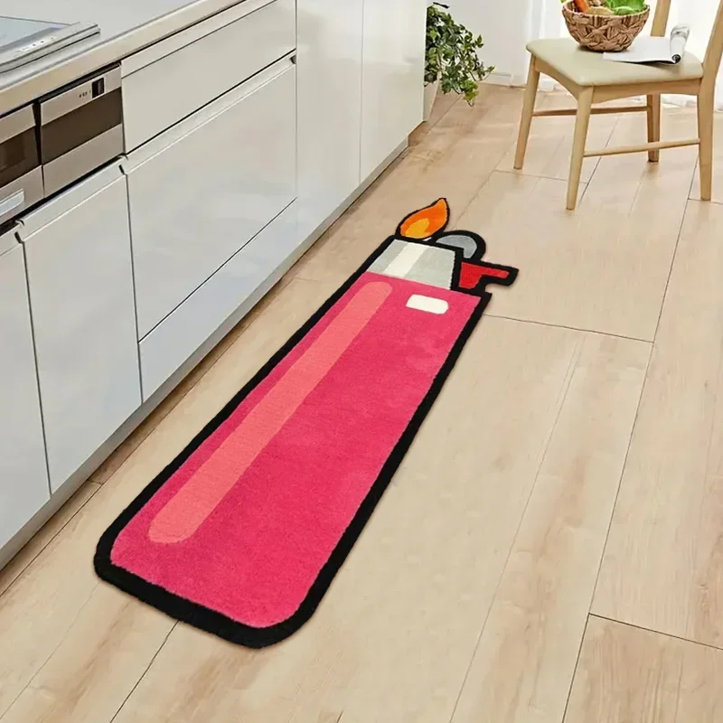 Cool Cigarette Lighter Shaped Rug Long Runner Carpet Bedroom Bedside Floor Mat Game Room Living Room Balcony Hallway Home Decor
