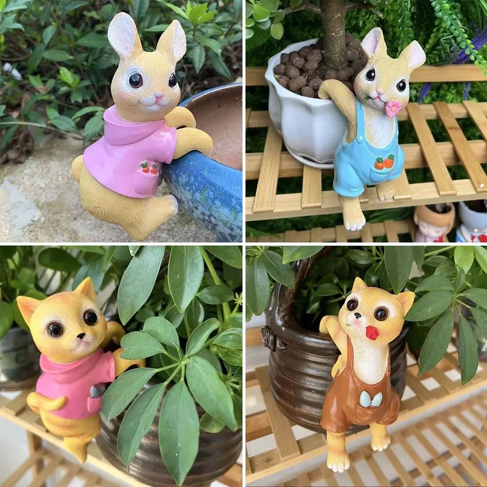 

Animal Sculpture Ornament Tree Hanging Ornament Graden Decor Animal Pattern Rabbit Cat Statue Decorative Ornaments Realistic