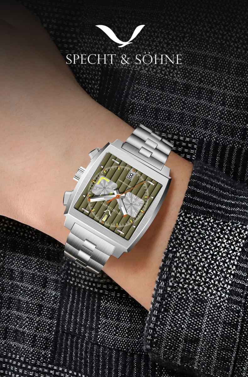 2025, Specht & Sohne, Neuheiten, Herrenuhren, Top-Marke, Luxus-Edelstahl, japanischer VK64-Chronograph, männliche Quarz-Armbanduhren – Detail 8