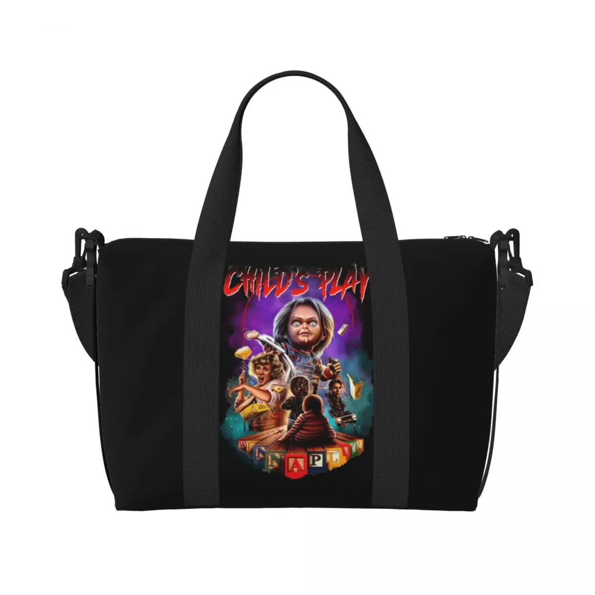 

Изготовленная на заказ детская сумка-тоут Чаки для женщин, большая вместительная сумка для фильма ужасов, тренажерный зал, пляжные дорожные сумки