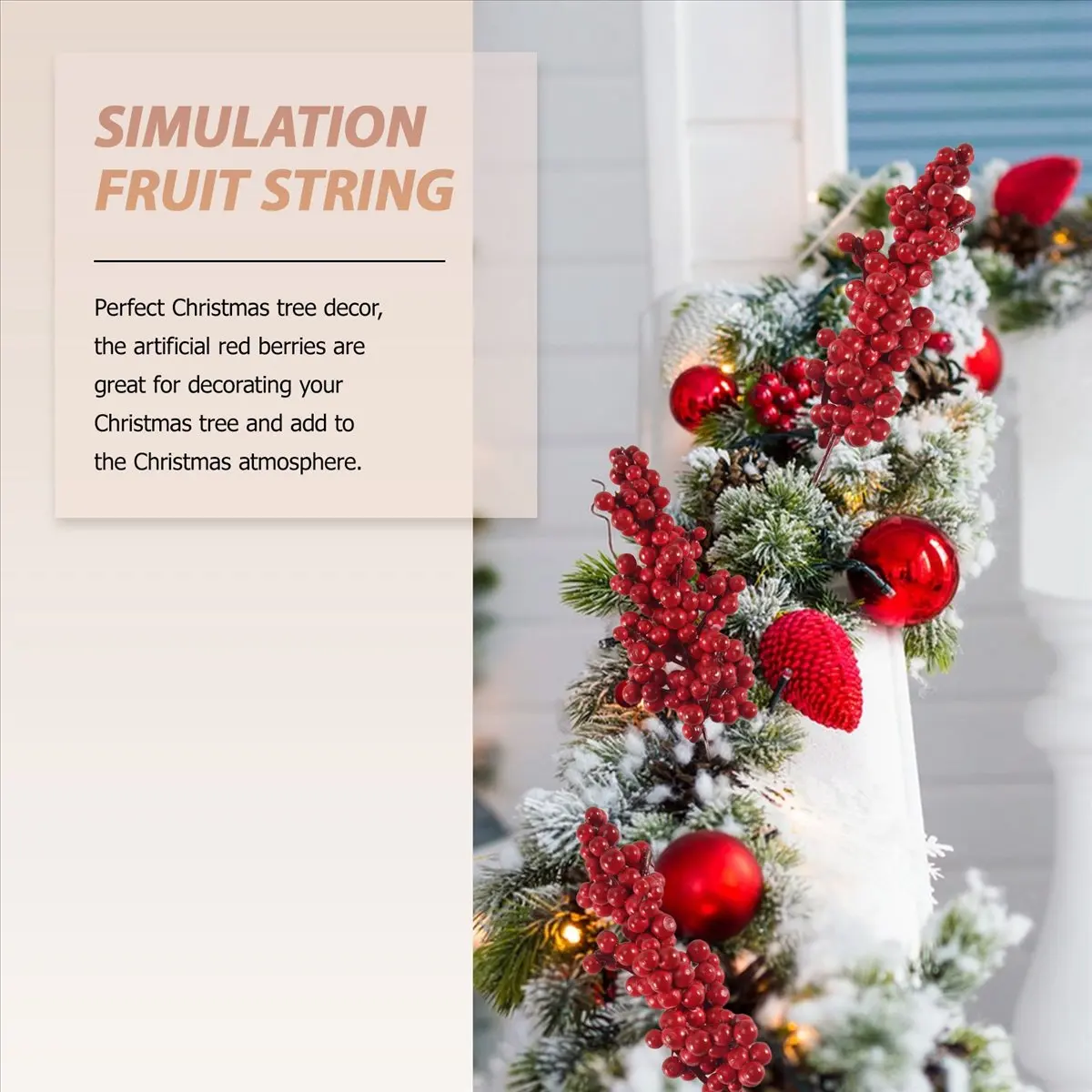 ABNH 10PCS Artificial Red Berries Decorative Branches with Red Berries Autumn Branches Christmas Picks Branch Berries