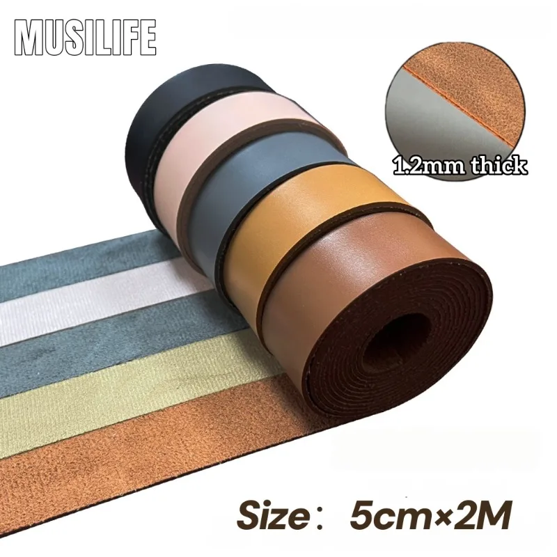 

1 Roll 1.97 Inch Wide Crazy Horse Leather Fabric 1.2mm Thick PU Leather Strips for Belt Wrapping Braiding Jewelry DIY Material