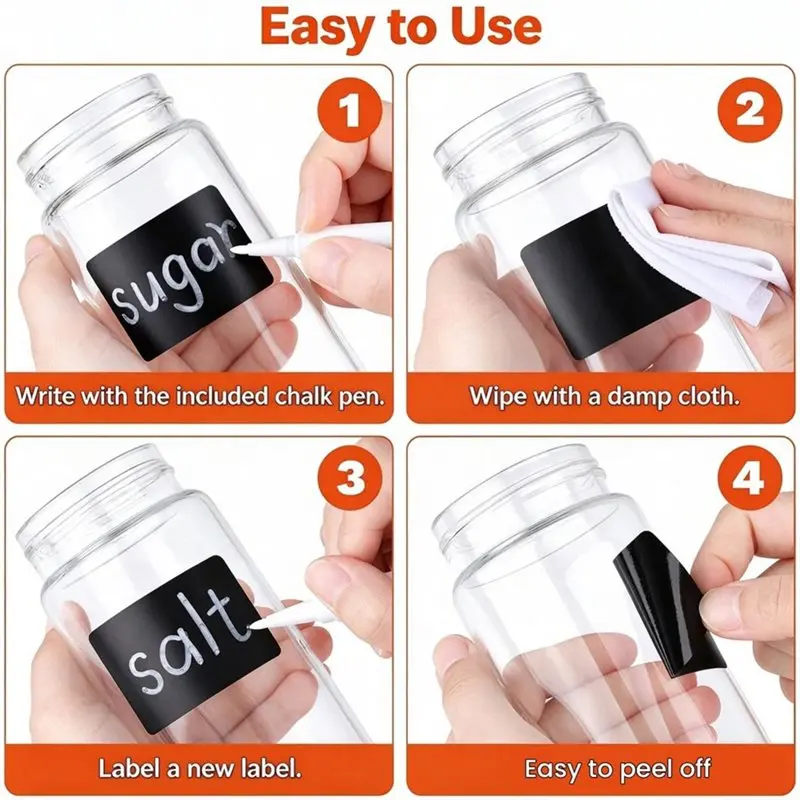FYBL-Kitchen For Household Jars 180Pcs Waterproof Chalkboard Labels Spice Organizer Label Blackboard Stickers With White Pen