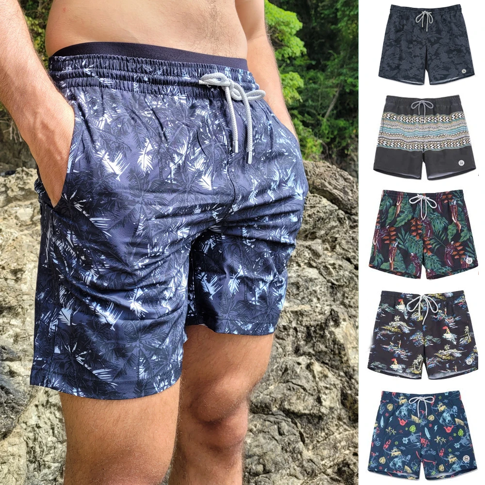 SURFCUZ bañador de secado rápido para hombre, pantalones cortos de playa estampados con forro de malla, trajes de baño