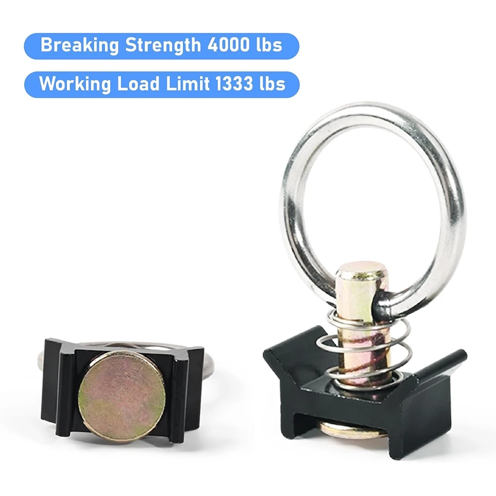 12 Pack L Track Tie Down O Ring L Track Accessories Black L Track Single Stud Fitting With Round Ring, 4000LBS Capacity