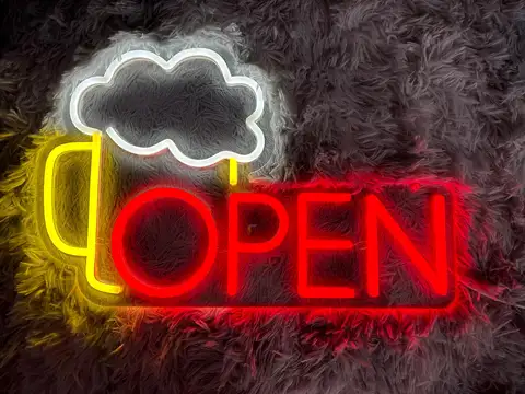 1pc Beer Open Neon Sign Beer Signs for man cave Beer neon sign beer cocktail Beer decor Led light Party Decoration Bar Beer sign