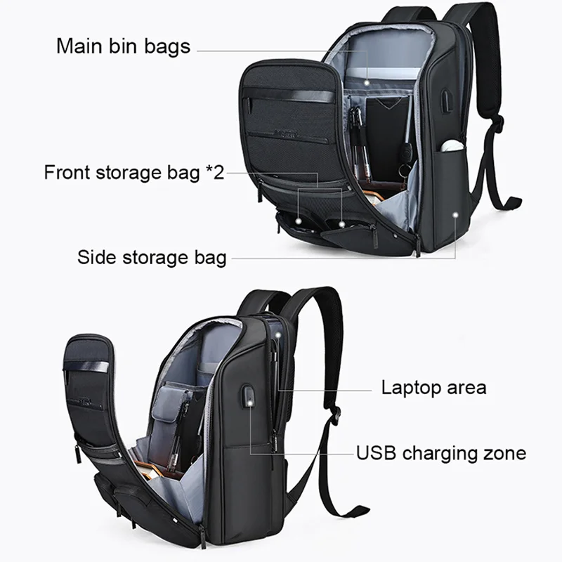 Mochila de computador impermeável de grande capacidade para homens e mulheres, bolsa de escola USB, viagem, laptop, negócios, homens, fêmea