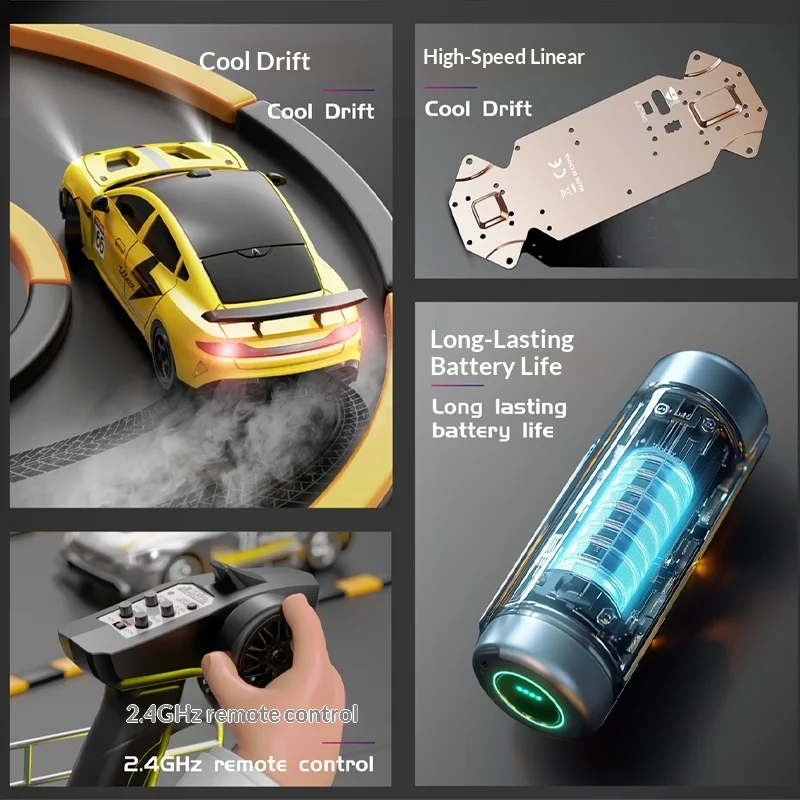 1/32 1/43 RC Auto Drift Mini Volledig Schaalmodel Alloy 2.4G Afstandsbediening Hoge Snelheid Raceauto Met Gyro Type-c RC Auto Jongens Cadeaus