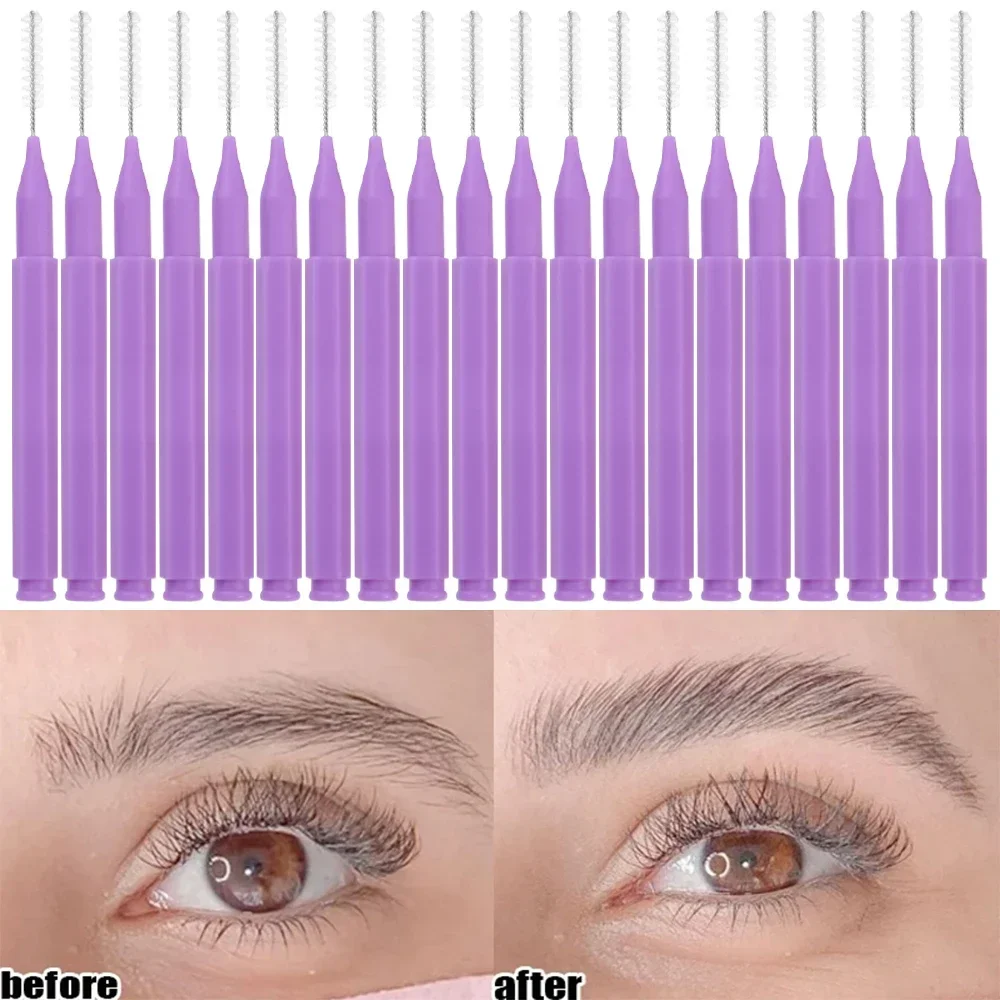 50pcs Mini Eyebrow Brush Disposable Lightweight Brow Lifting Brushes Portable Eyelash Extension Comb Perm Brush Lash Accessories