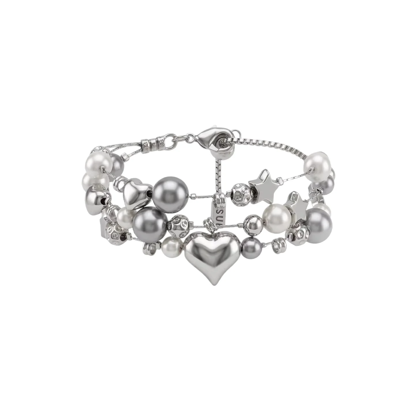 Original Gray Pearl Three-layer Stacked Bracelet, Versatile Single Item Jewelry