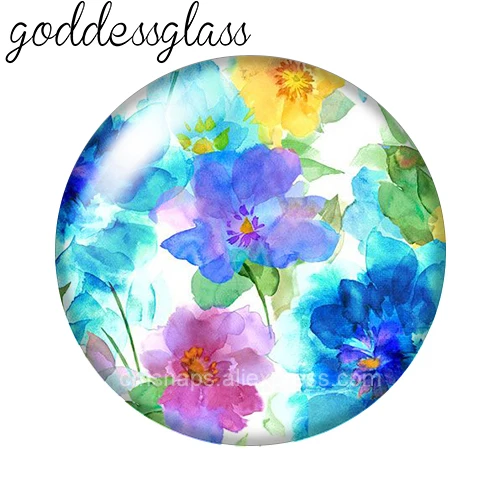 New Beauty Drawing Flowers Pattens 10pcs 12mm/18mm/20mm/25mm Round photo glass cabochon demo flat back Making findings