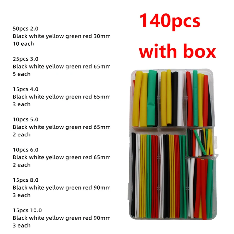 2:1 Times Shrink,Heat Shrink Tube Set,Polyolefin,Insulated Heat Shrinkable Sleeve for Wire Connection and Data Line Protection