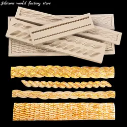 Silicone World Fondant Silicone Mold Cake Decoration Mould Rope Weaving Bamboo Basket Cake Surround Sugar Turning Chocolate Mold