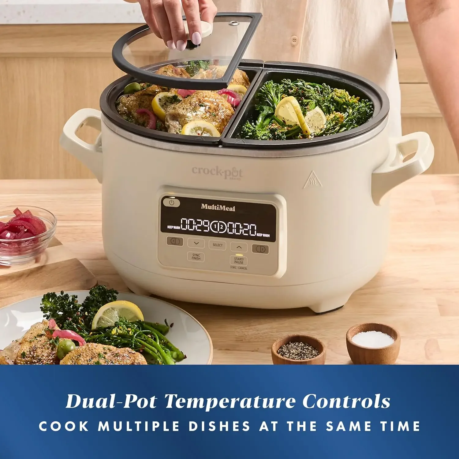 MultiMeal Multicooker and Programmable Slow Cooker with Bake Function, Oat Milk