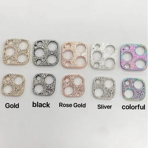 

Shiny Bling Rhinestone Diamond Round Metal Rear Camera Back Lens Bling Protector Cover for iPhone 15 14 Pro Max 13 12 11Plus Pro