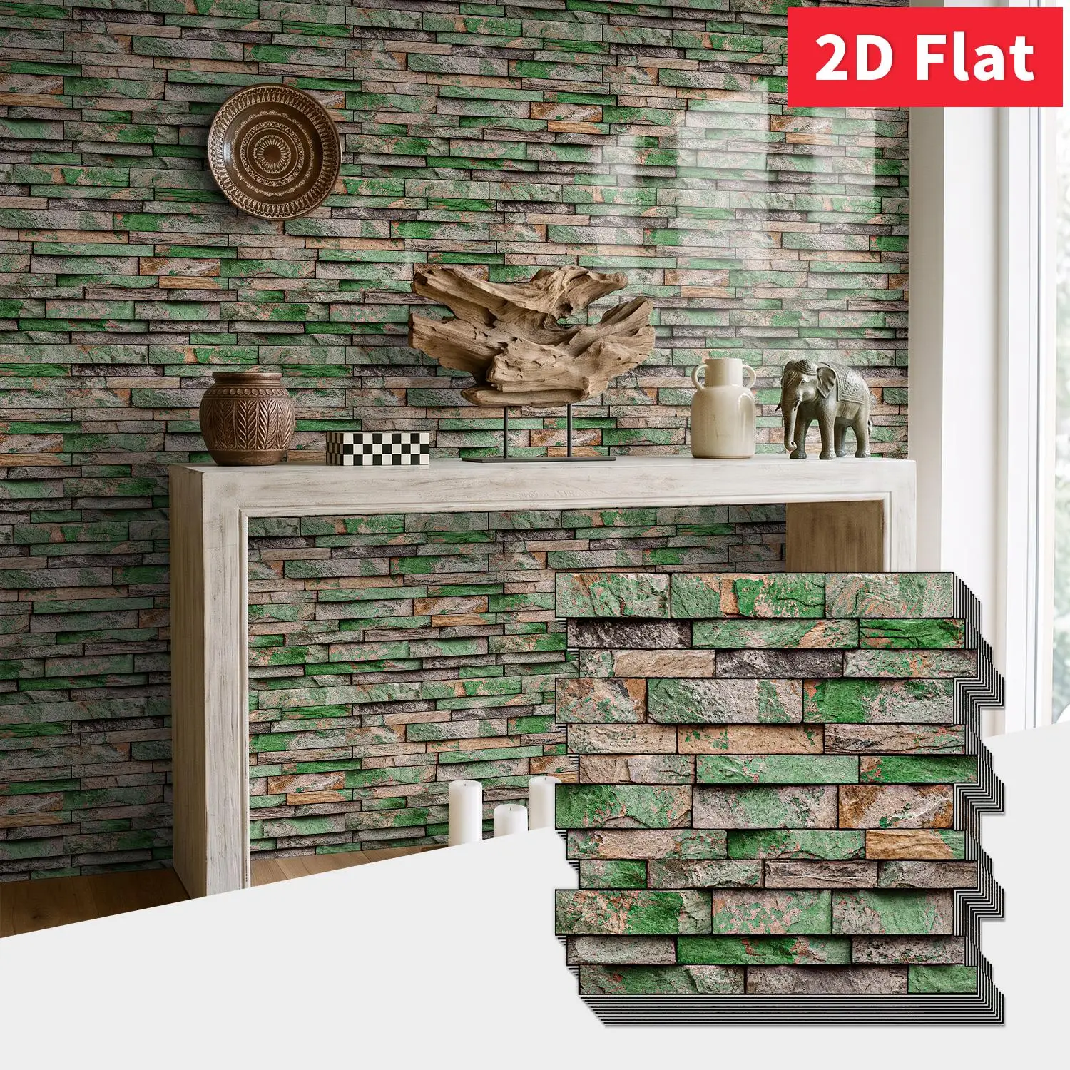 Moss Green Rustic Stone 12x12