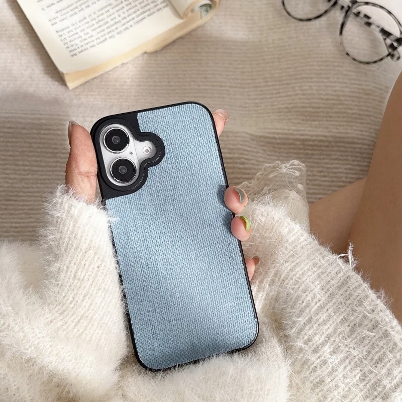 2025 Denim Jeans non-slip Phone Case for iPhone 11 12 13 14 15 16 Pro Max Plus 16plus Fashion Denim Fabric Cover Funda