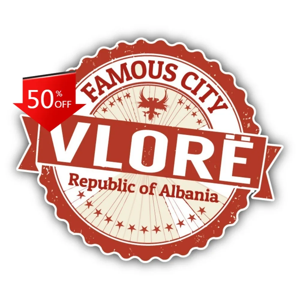 

Vlore City Albania Grunge Retro Car Laptop Window Bumper Waterproof Vinyl Decal Sticker Cute Aesthetic Aesthetic Vintage