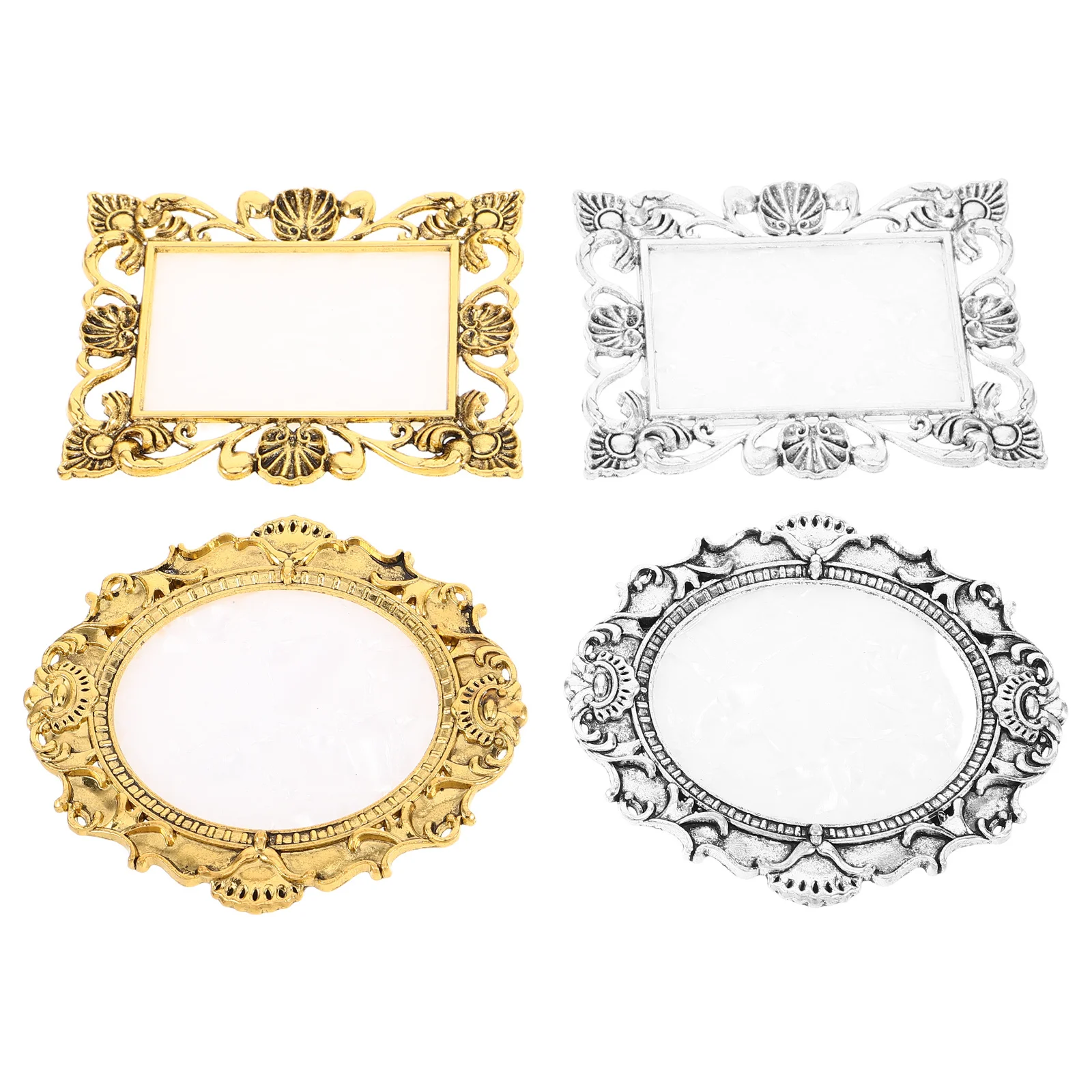 

4pcs Resin Nail Art Palette Vintage Style Mixing Plates For Manicure Color Display Board Nonslip Easy Clean Portable Nail Salon