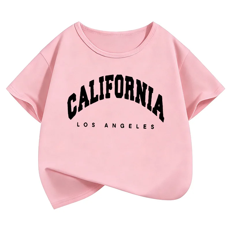 California Los Angeles Letter Printed  Tshirts Fashion Kids Children's T-shirt Boys Girls Summer Spring Casual Top Tee Shirt