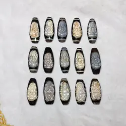 7pcs/lot Carving Old Rare Tibetan Dzi Bead Guanyin Caisheng Patterns High Quality DIY Men's&Women's Amulet Bracelets Necklaces