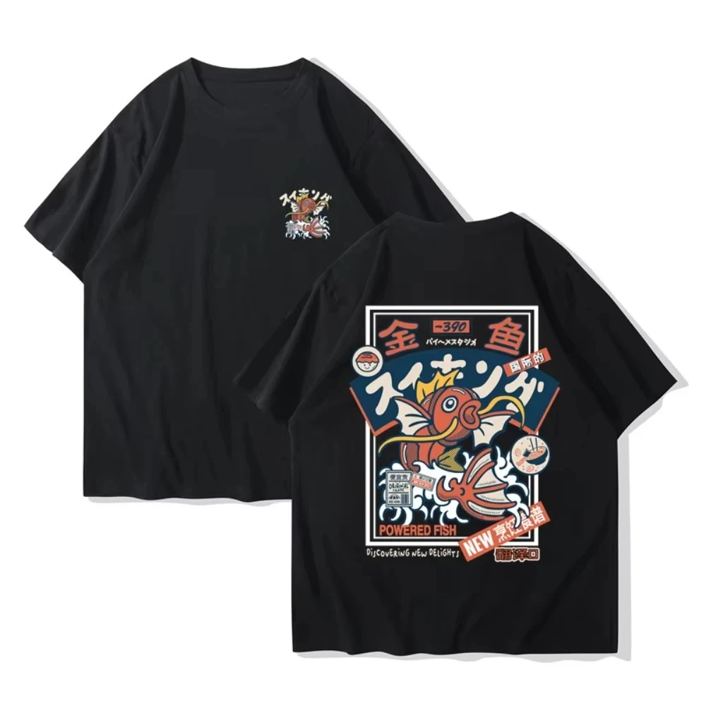 

2025 Summer Hot-selling Red Koi Print Oversized Short-sleeved Hip-hop Street Shirt Pure Cotton Men's and Women's T-shirts