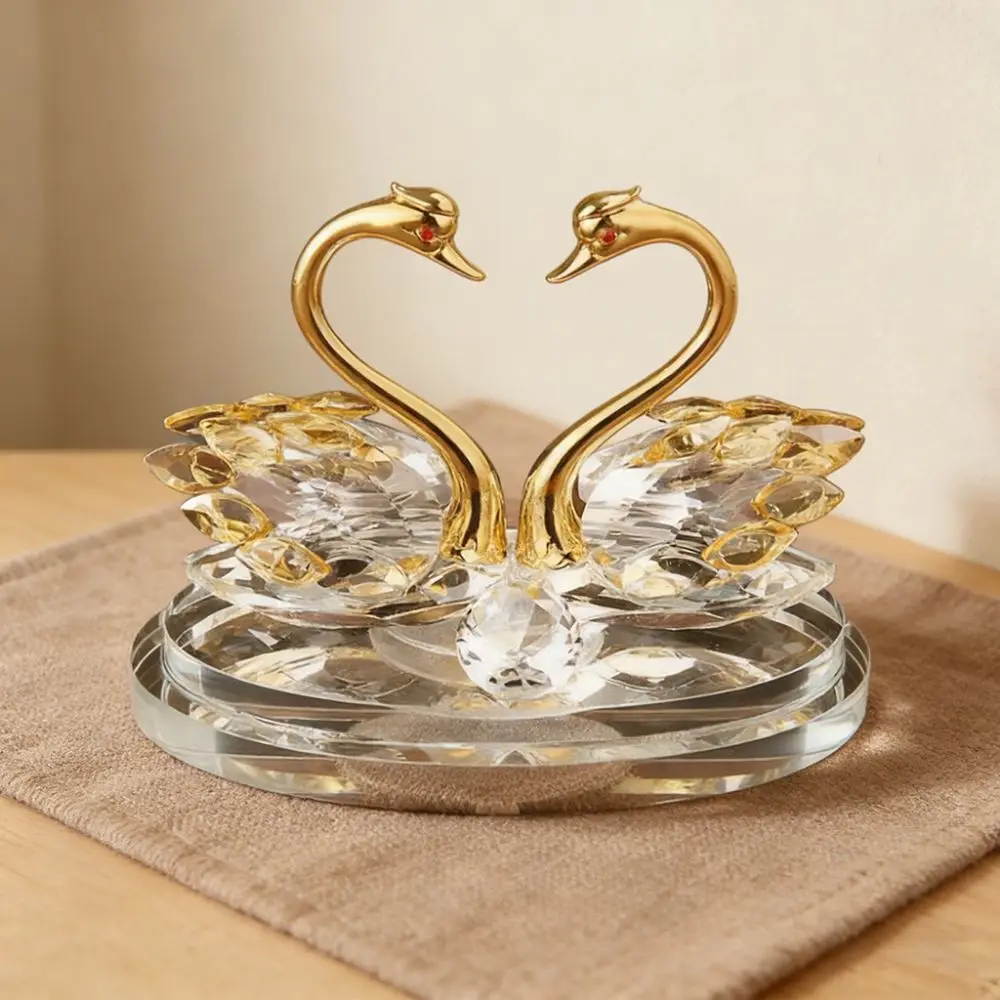 Light Luxury Crystal Swan Ornaments Exquisite Crystal Diamond Crafts Swan Figurines Paperweight Diamond-encrusted