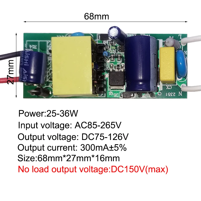 1-3W 4-7W 8-12W 12-18W 20-24W 25-36W sterownik LED zasilacz wbudowany prąd stały oświetlenie 85-265V wyjście 300mA transformator