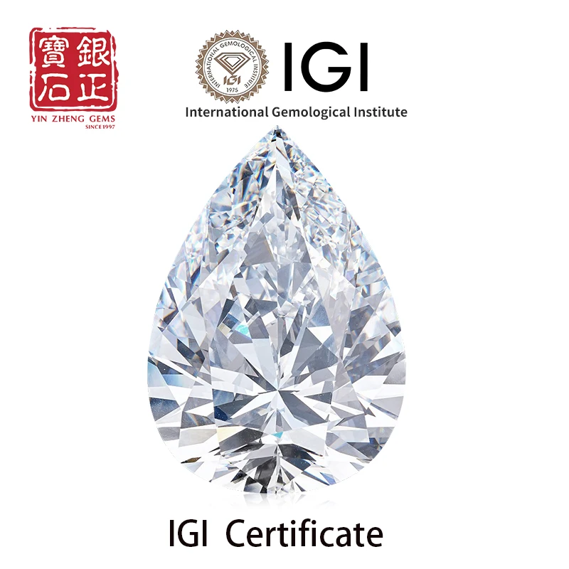 YinZheng Gemstones Lab Grown Diamond CVD Pear Cut D Color VVS2 1.01-1.28ct with IGI Certificate Lab Grown Diamonds Gem Stones