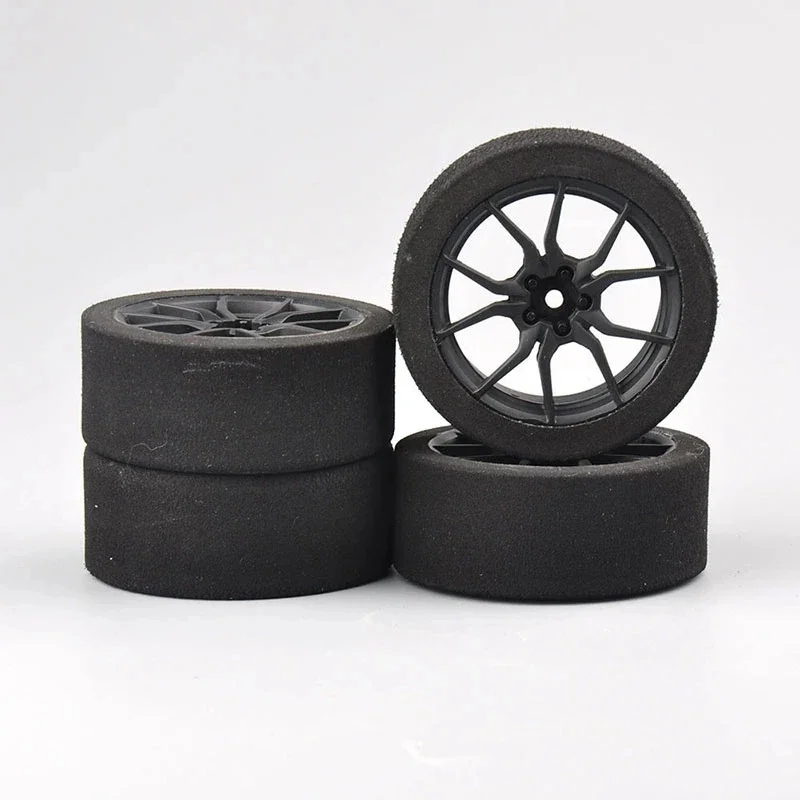 In Stock 4Pcs 12mm Hex Racing Foam Tire Wheel Rim Set 23003 for HSP HPI 1/10 On-road RC Car