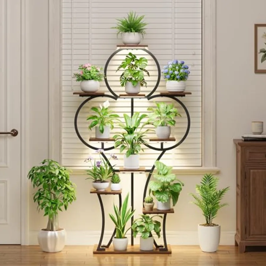 

Plant Stand Indoor with Grow Lights - 63" Indoor Plant Stands, 10 Tiered Plant Shelf for Indoor Growing, Corner Lighted Plant S
