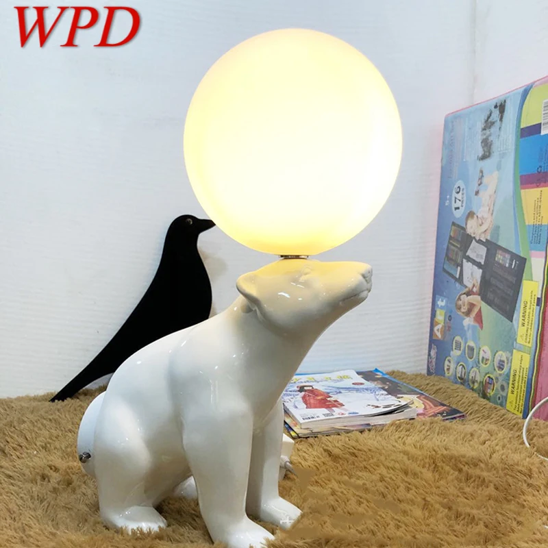 

WPD Nordic Table Lamp Modern Creative Resin Glass Desk Light LED Novelty Polar Bear Shape Decor for Home Child Bedroom