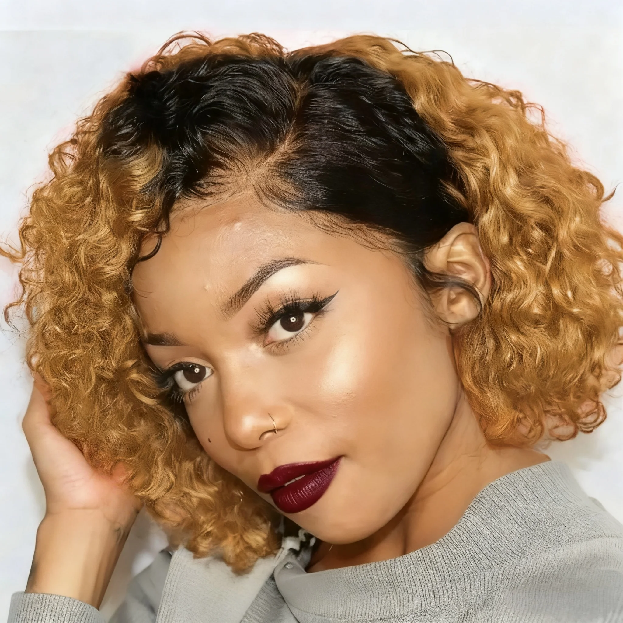 

Парик вьющийся боб, боковая часть 13x4, кружевные фронтальные парики из натуральных волос, бразильские вьющиеся волны Джерри, натуральные, предварительно сорванные, плотность 180% для женщин