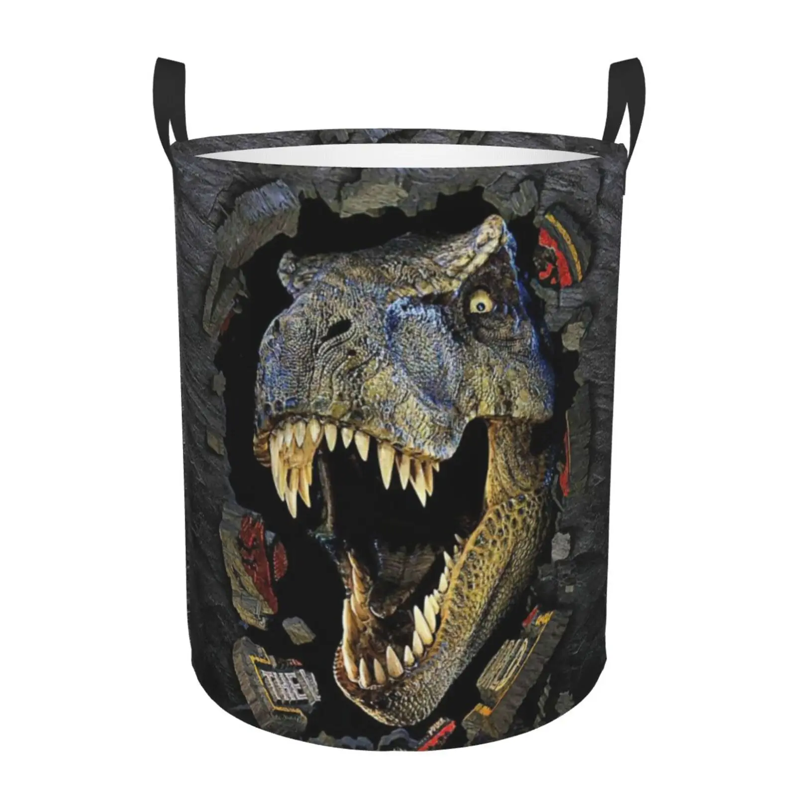 Custom Jurassics Parks Dinosaur Print Laundry Basket Collapsible Toy Clothes Hamper Storage Bin for Kids Nursery