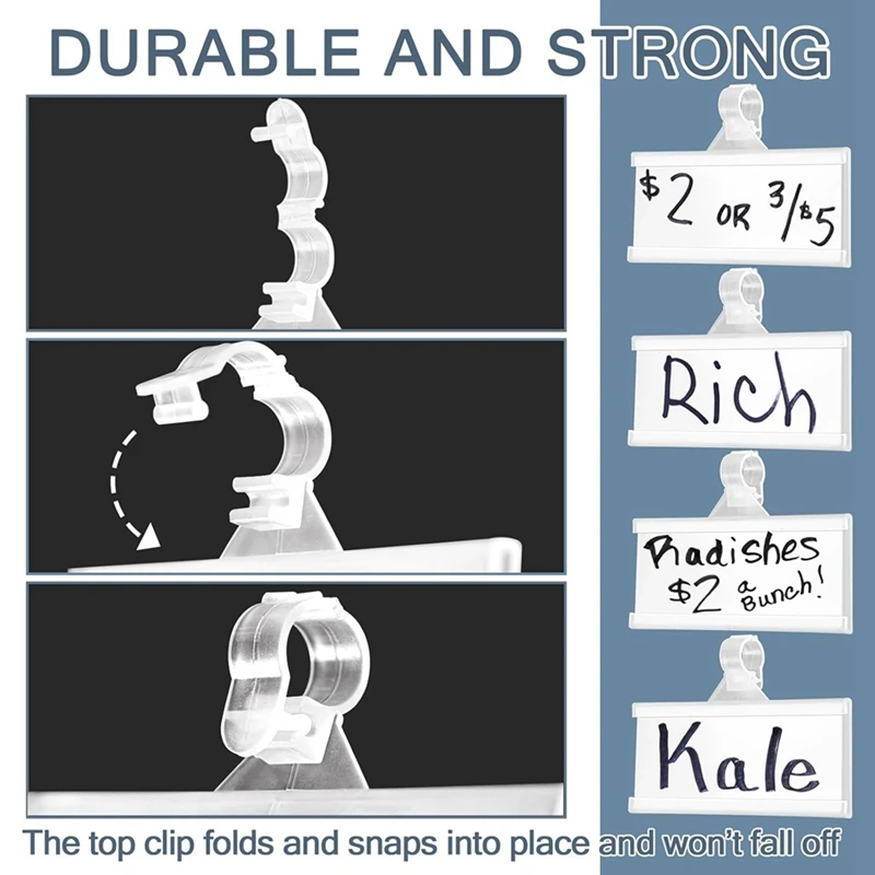 100 Pieces Plastic Wire Shelf Label Holders, Reusable Price Label Holder With Locks, For Supermarket Department Store Durable