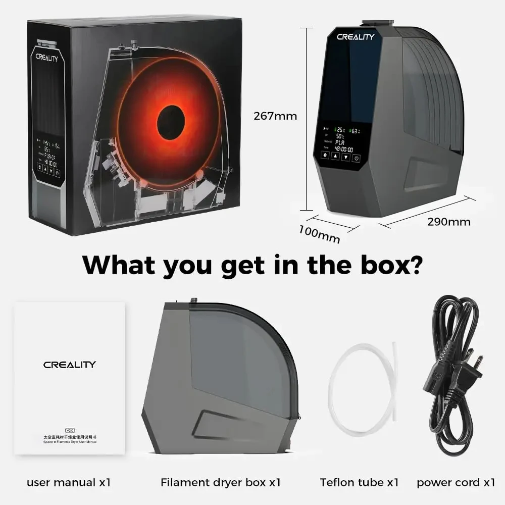 Secador de filamentos Creality Space Pi 360 °   Aquecimento de ar quente 1kg caixa secadora de filamento de impressora 3d para creality k1 c/ ender 3 v3 ke/se