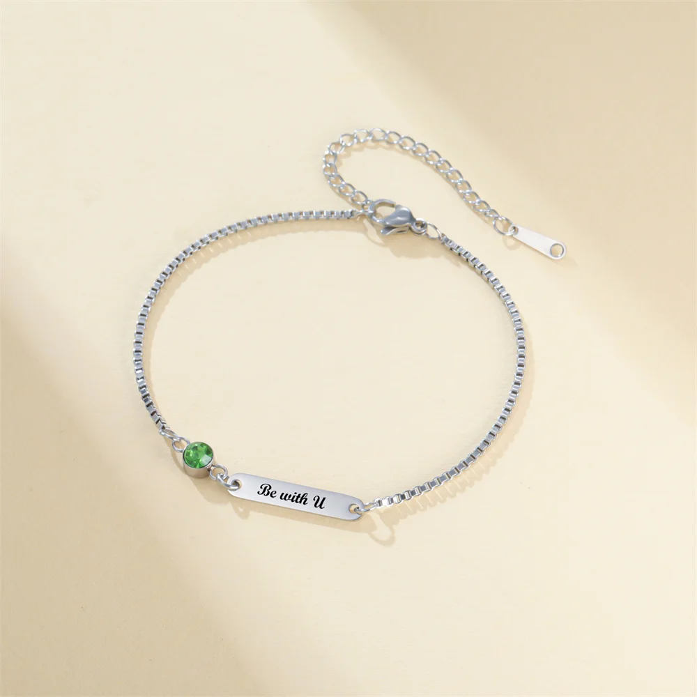 Personalised Engraved Name Bracelet Stainless Steel Bar Jewellery_voghion.com