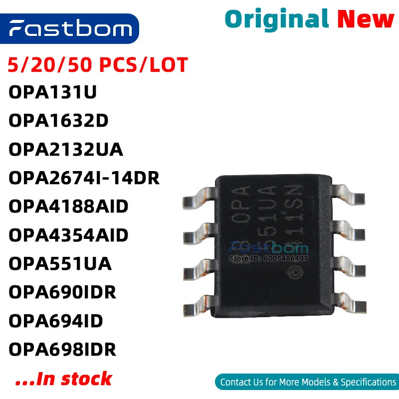 OPA2132UA OPA131U OPA4354AID OPA1632D OPA2674I-14DR OPA690IDR OPA4188AID OPA551UA OPA694ID OPA698IDR SOIC-8 OP AMP New Original