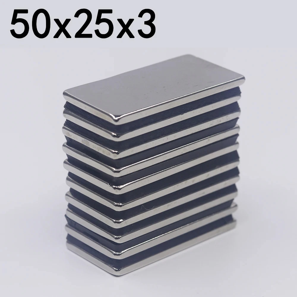 1/2/5/10Pcs 50x25x3 Neodymium Magnet 50mm x 25mm x 3mm N35 NdFeB Block Super Powerful Strong Permanent Magnetic imanes