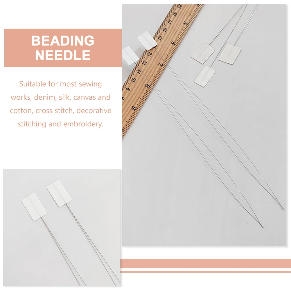 10 Pcs Threader Needle Bead Needles Cross Stitch Simple for Tool Manual Beading DIY Metal Home White Compact Eye Threads