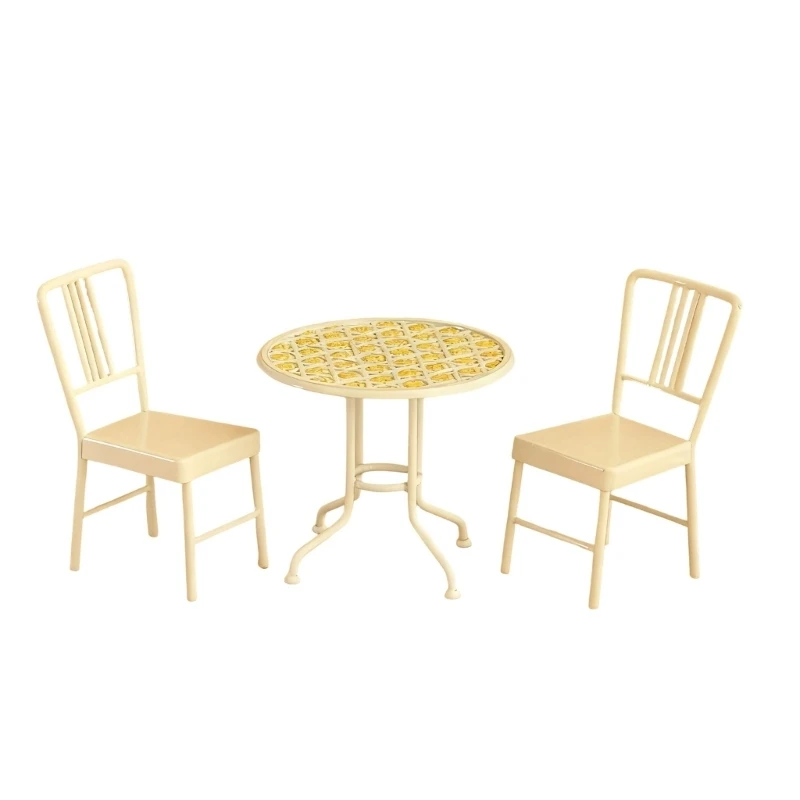 

23GD Iron Dollhouses Garden Patios Set 1/12 Scale 3PCS Outdoor Furniture For Miniature Landscaping