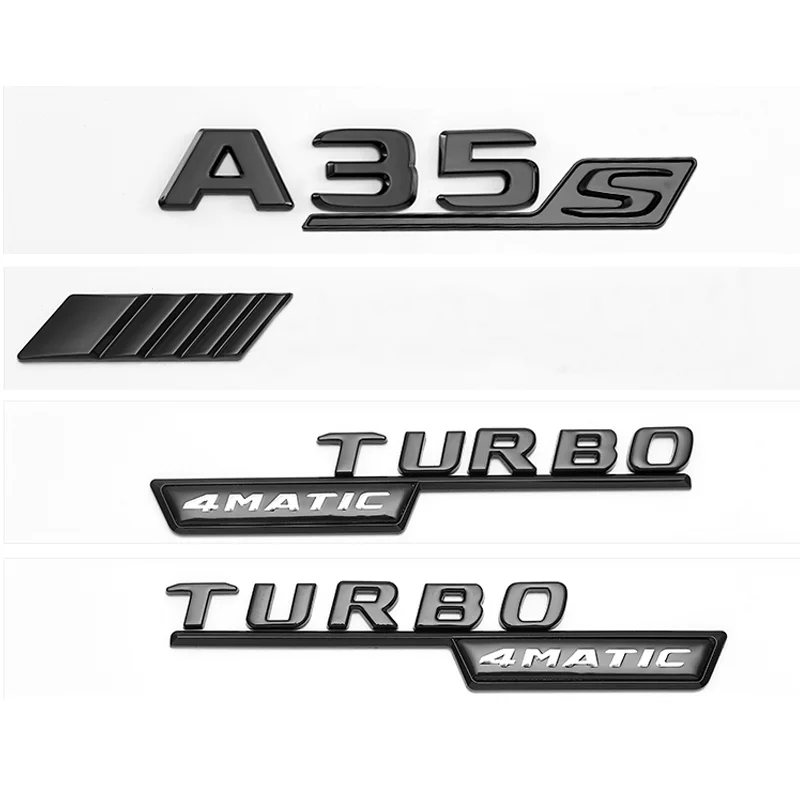 Autocollant de lettres noires brillantes 3D ABS, emblème Turbo 4travaillait c pour Mercedes Benz Jas, aile de voiture, coffre arrière, W176, W177,