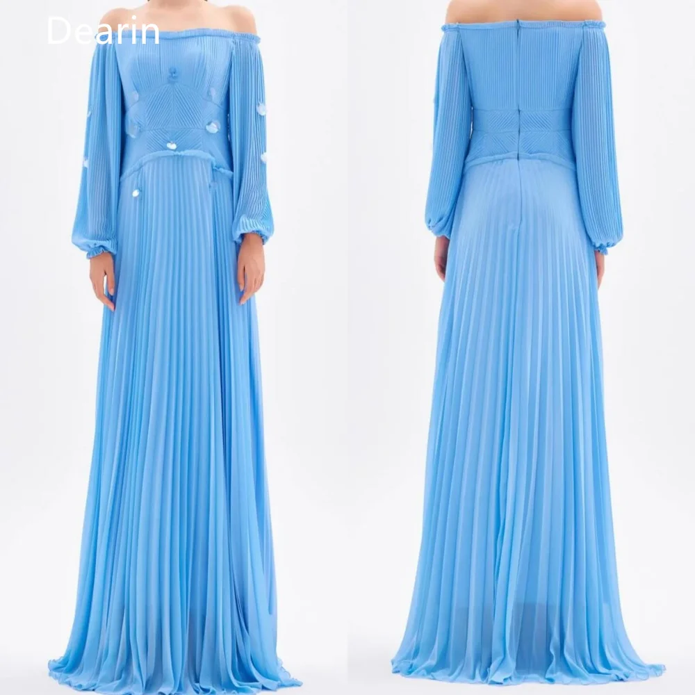 

Formal Gown Evening Prom Dress Dearin Off-the-shoulder Column Floor Length Skirts Draped Bespoke Occasion Dresses Saudi Arabia