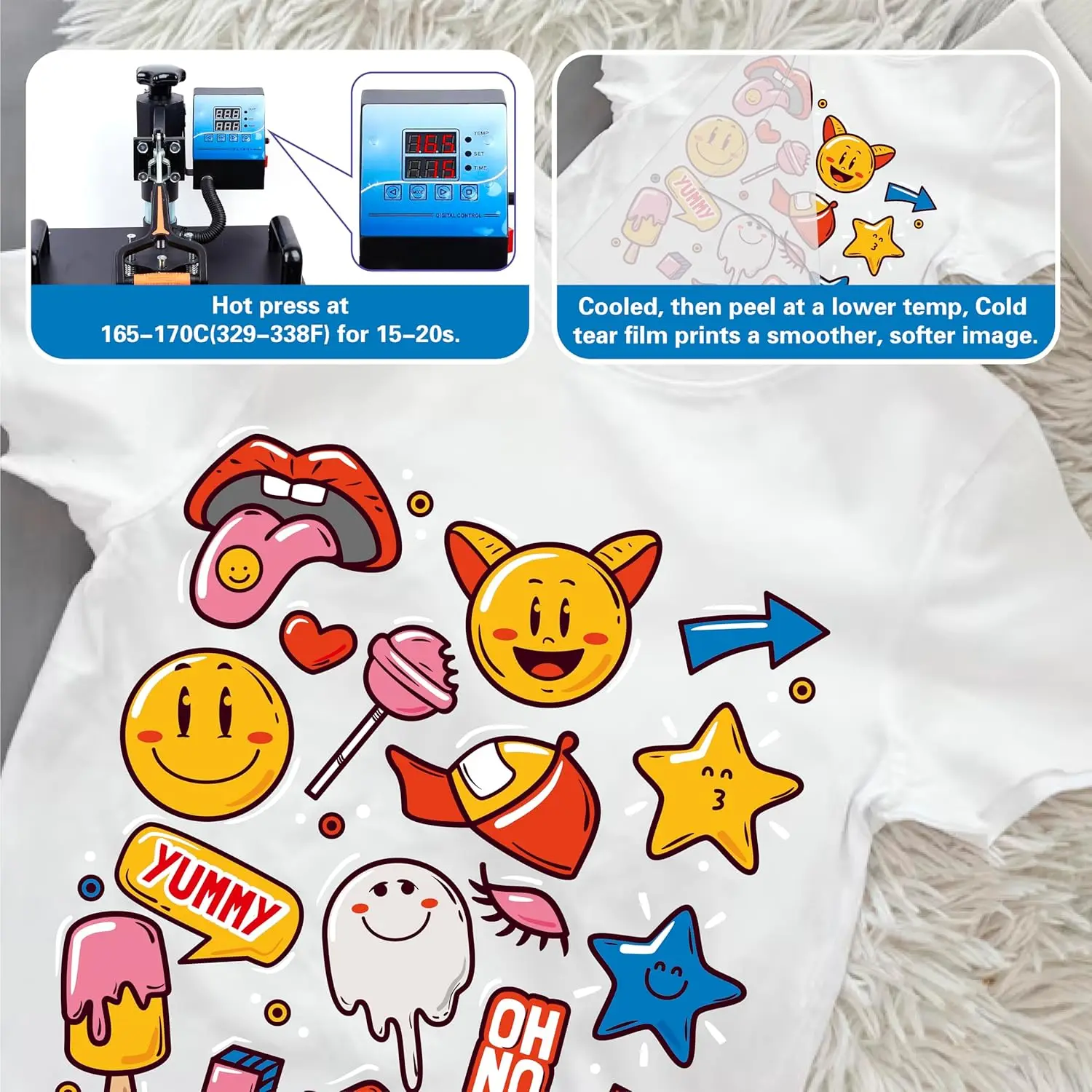 100 vellen DTF transferfilm papier A4 dubbelzijdig dik transparant voorbewerkingspapier, PET warmtetransferpapier voor DTF inkjetprinter