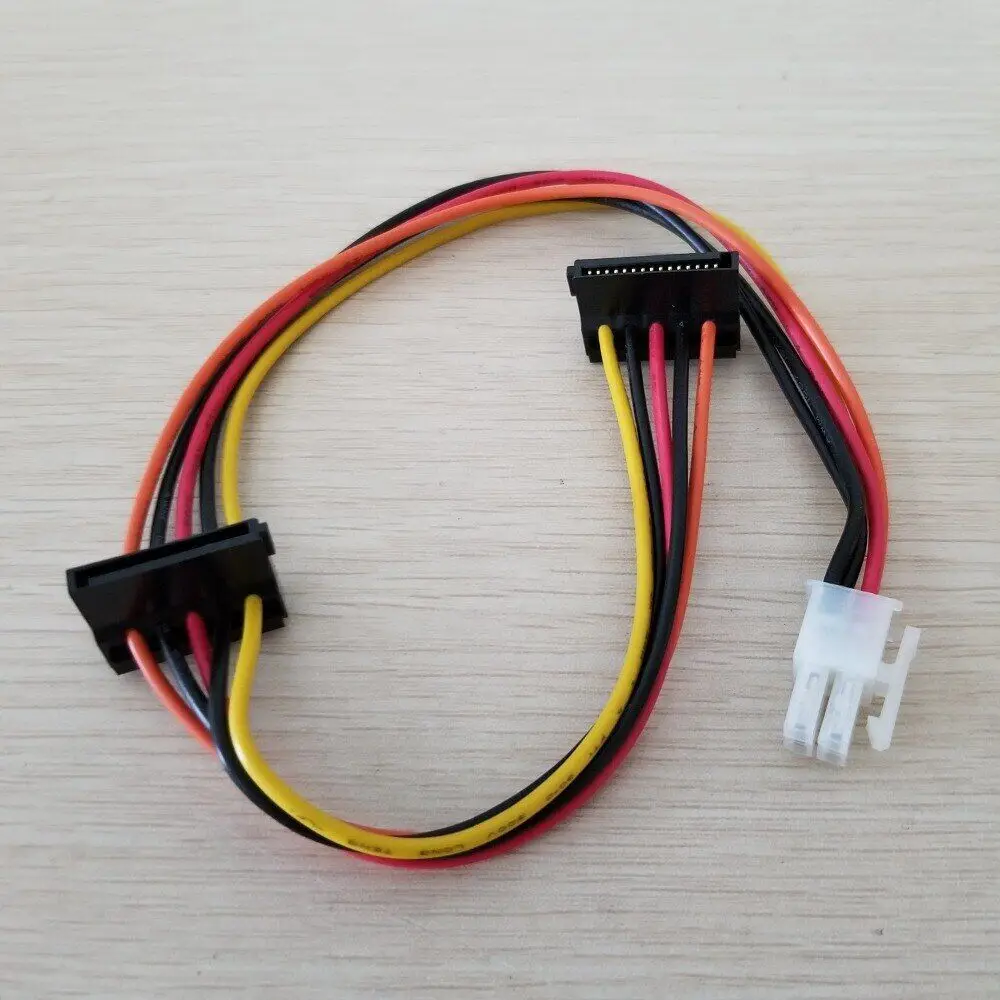 18AWG 4PIN to 2 SATA ATX 4pin To 2-Port Serial SATA Hard Drive Adapter Power Cable for Lenovo Motherboard