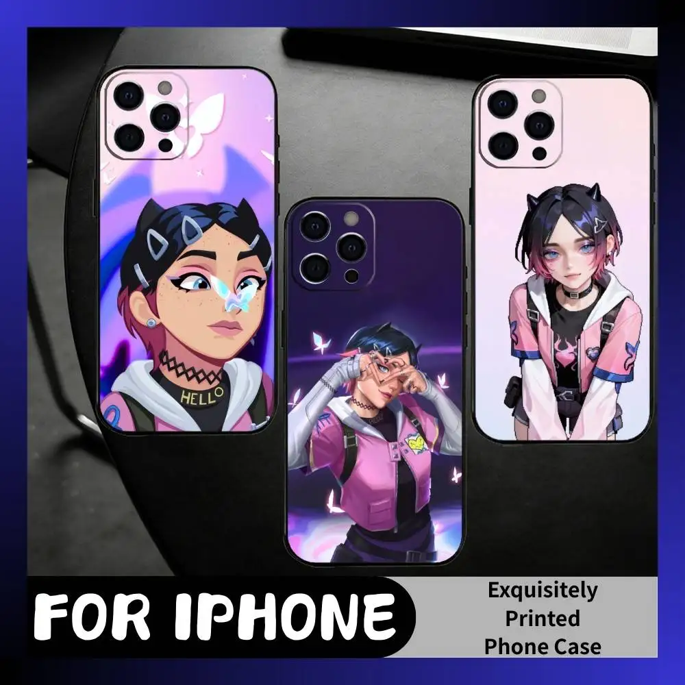 Fanart CLOVE V-Vlorant Phone Case For iPhone17,16,15,14,13,12 Plus,Max Soft Silicone Black Cover