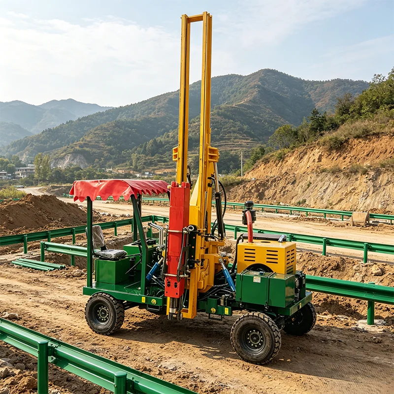 Highway Isolation Guardrail Pile Driver Professional Machine For Traffic Separation Construction