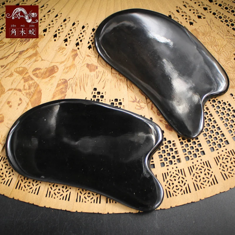 

Black buffalo horn gua sha board, thickened massage beauty square piece