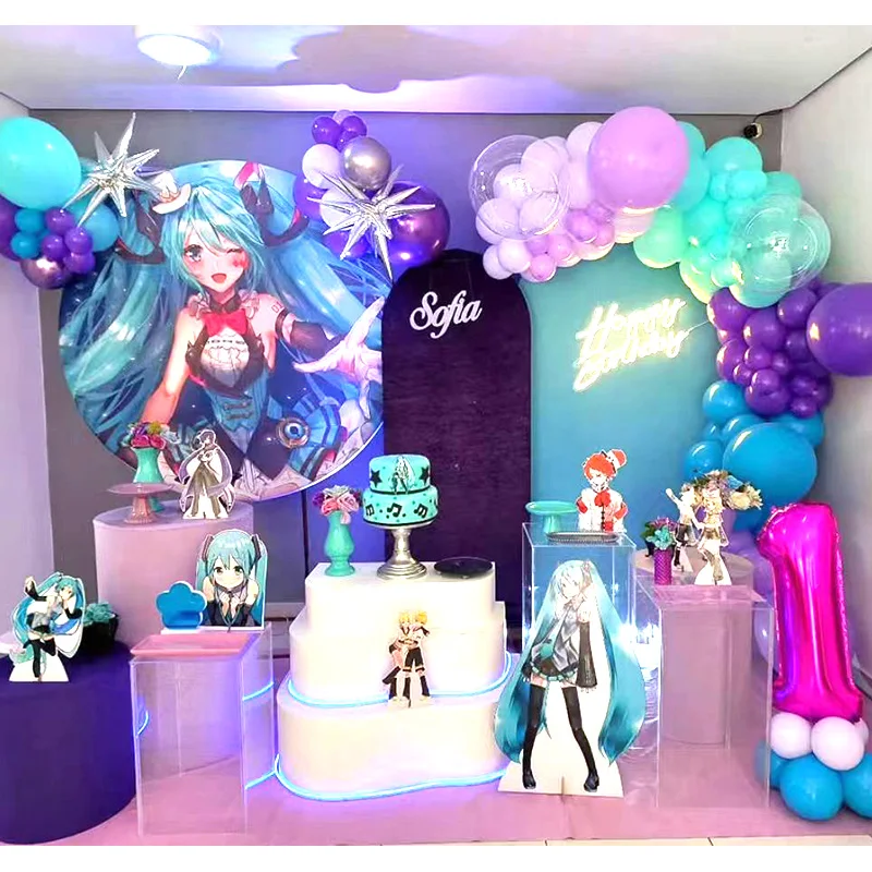 

Hatsune Miku Theme Foil Balloons Arch Garland Kit Latex Balloons Number Balls Birthday Baby Shower Party Decoration Gift Toys